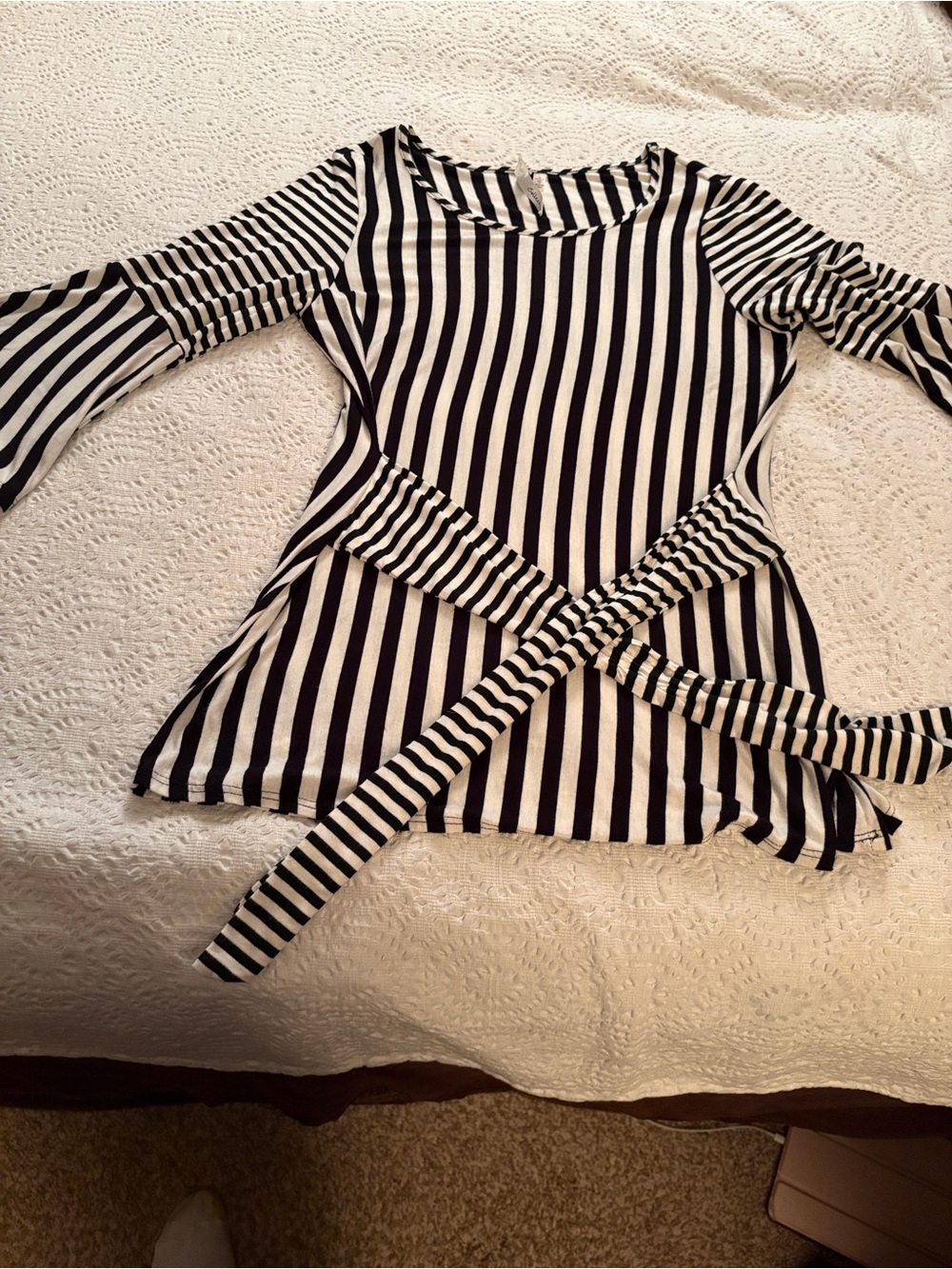 Bell Sleeve peplum striped tunic shirt